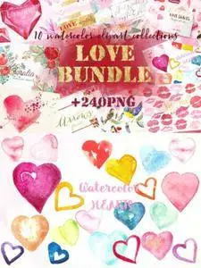 CreativeMarket - Love Watercolor Bundle Valentine