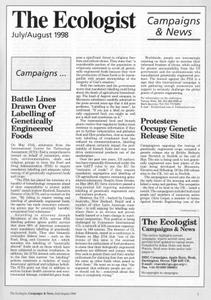 Resurgence & Ecologist - Campaigns & News (July/August 1998)