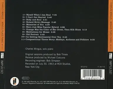 Charles Mingus - Mingus Plays Piano (1963/1997) {Impulse}