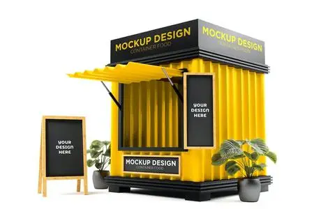 Booth Container Food Stand Mockup SE43ZWZ