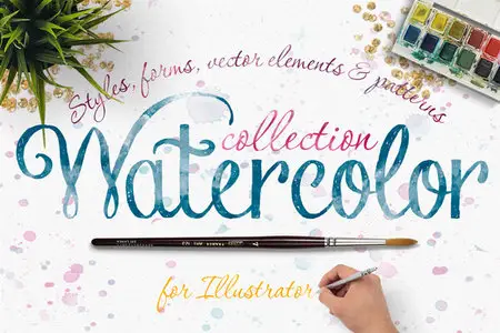 CreativeMarket - NEW! Watercolor Collection in Vector