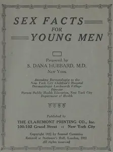 Sex Facts for Young Men 1922 Claremont Printing Co CW