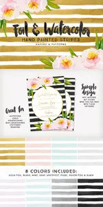 Creativemarket - Foil & Watercolor Stripes