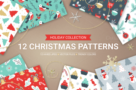 CreativeMarket - 12 Christmas Seamless Patterns