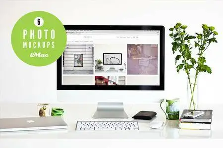 CreativeMarket - Green 6 iMac photo mockups