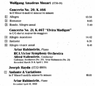 Artur Rubinstein - Mozart   Piano Concertos No 21 and 22. Haydn   Andante & Variations