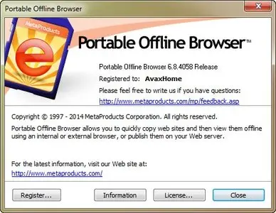 MetaProducts Portable Offline Browser 6.8.4058
