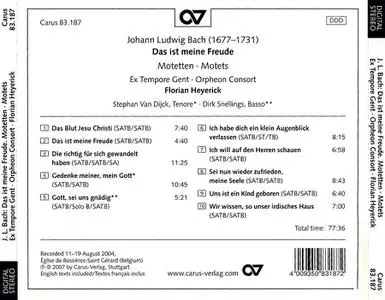 Florian Heyerick, Ex Tempore Gent, Orpheon Consort - Johann Ludwig Bach: Das ist meine Freude. Motetten (2007)