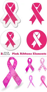 Vectors - Pink Ribbons Elements