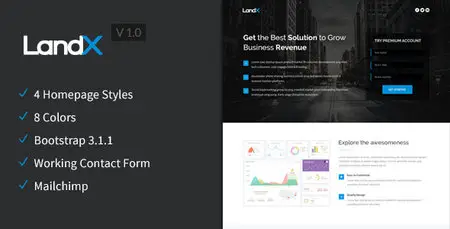 ThemeForest - LandX v1.0 - Multipurpose Bootstrap 3 Landing Page