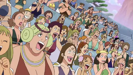 One Piece (1999 S13E32 Luffys Hard Trial! The Power of the Snake Sisters Willpower! Koten Gars