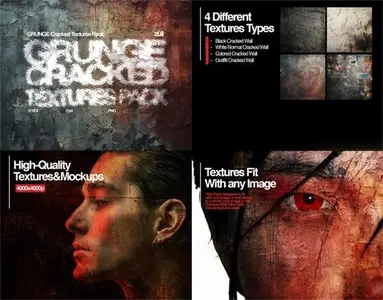 GRUNGE Cracked Textures Pack for Photoshop