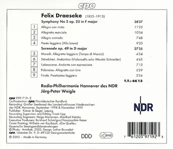 Jörg-Peter Weigle, NDR Radiophilharmonie - Felix Draeseke: Symphony No. 2, Serenade (2002)