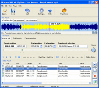 Direct WAV MP3 Splitter 3.0