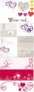 Vector - Romantic vintage backgrounds with hearts