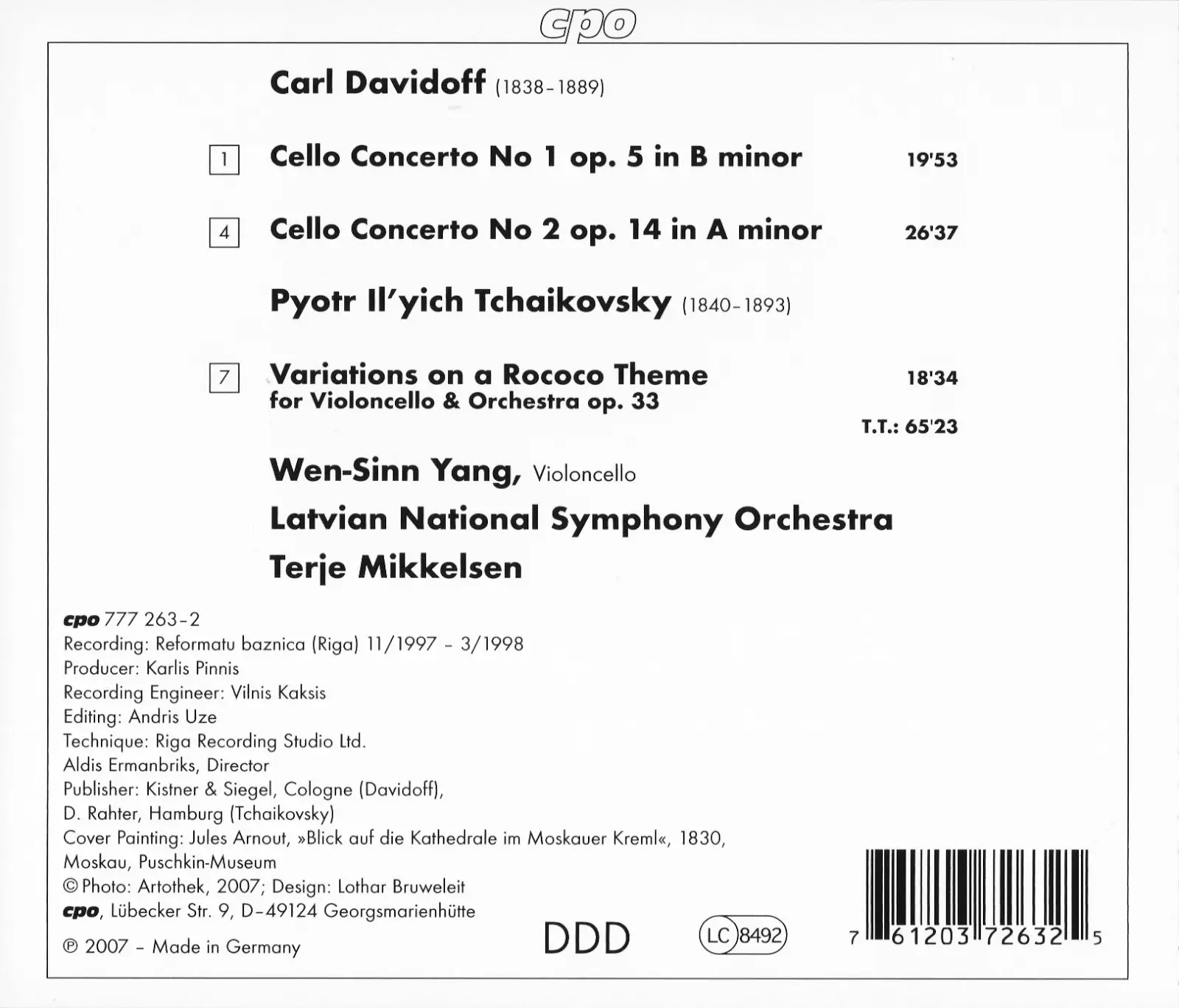 Wen-Sinn Yang - Carl Davidoff: Cello Concertos Nos. 1 & 2 (2007) / AvaxHome