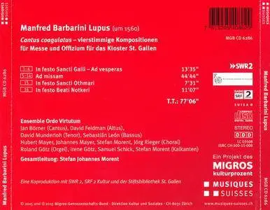 Manfred Barbarini Lupus (ca 1560) - Cantus coagulatus - Ensemble Ordo Virtutum (2015) {MGB CD 6286}