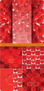 Happy Valentines day red heart vector background