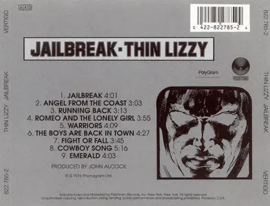 Thin Lizzy - Jailbreak (1976) [1990 US Vertigo CD Pressing]