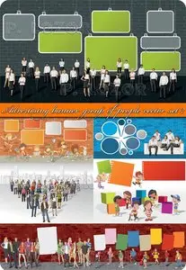 Advertising banner group of people vector set 2