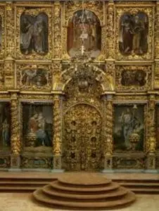 Carved  icon- stands and  wooden sculpture of she Russian North