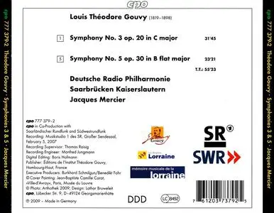 Jacques Mercier, Deutsche Radio Philharmonie - Théodore Gouvy: Symphonies Nos. 3 & 5 (2009)