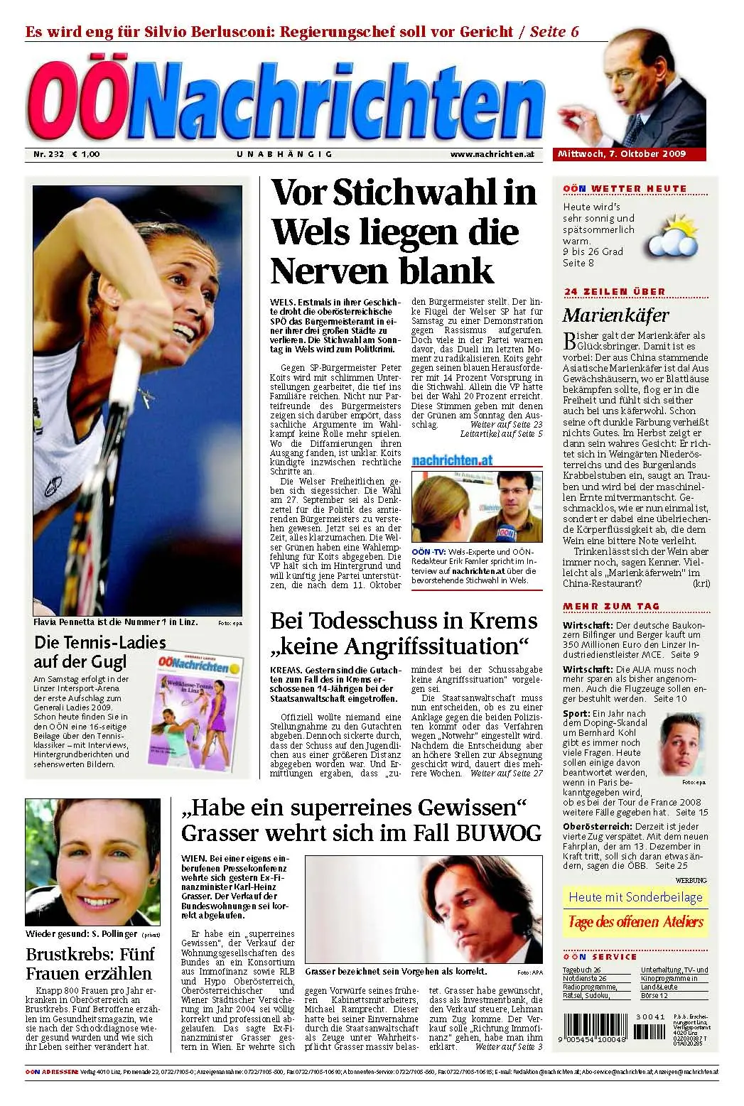 Oberoesterreichische Nachrichten vom 7. Oktober 2009