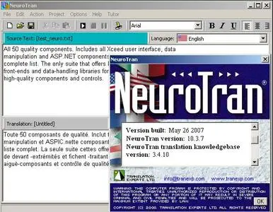 NeuroTrans v10.3.7 - An English-French Translator