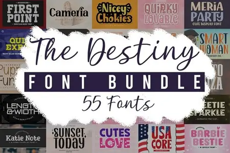 Destiny Font Bundle - 55 Premium Fonts