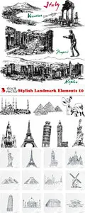 Vectors - Stylish Landmark Elements 10