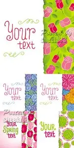 Funny Floral Cards Vector