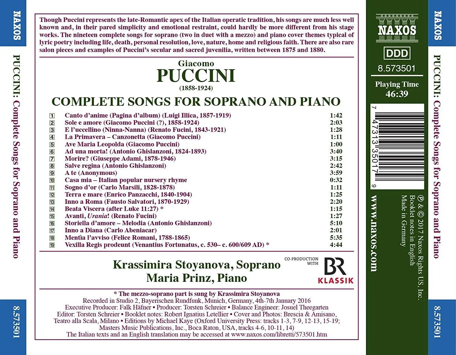 Krassimira Stoyanova - Puccini: Complete Songs for Soprano & Piano ...
