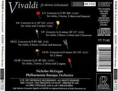 Nicholas McGegan, Philharmonia Baroque Orchestra - Vivaldi for Diverse Instruments (1997)