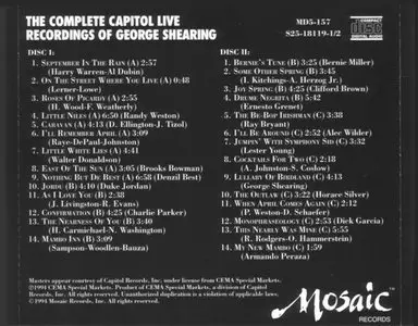 George Shearing - The Complete Capitol Live Recordings Of George Shearing [5 CD BoxSet] (1994)