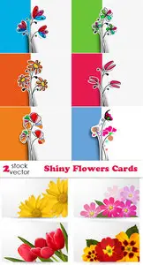 Vectors - Shiny Flowers Cards