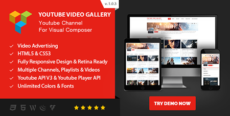 CodeCanyon - Youtube Video Gallery v1.0.1 - Youtube Channel For Visual Composer With Video Advertising - 19492690