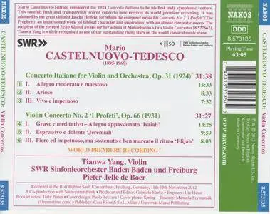 Mario Castelnuovo-Tedesco - Violin Concertos - Tianwa Yang, SWR SO, de Boer (2015) {Naxos 8.573135}
