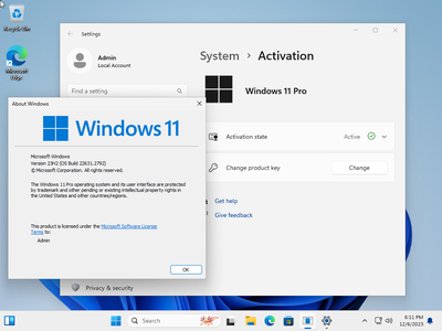 Windows 11 Pro 23H2 Build 22631.2792 (No TPM Required) Preactivated Multilingual December 2023