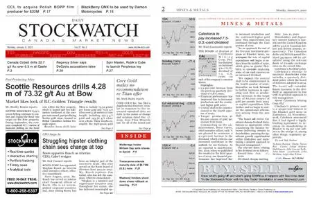 Stockwatch - Canada Daily – January 06, 2020