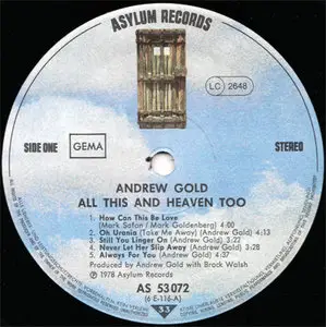 Andrew Gold - All This And Heaven Too (Asylum AS 53072) (GER 1978) (Vinyl 24-96 & 16-44.1)