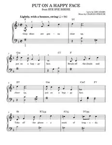 Put On A Happy Face - Bye Bye Birdie Musical, Charles Strouse, Lee Adams (Easy Piano)