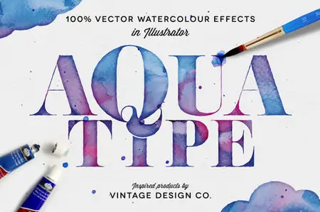 CreativeMarket - AquaType - Vector Watercolor Effects