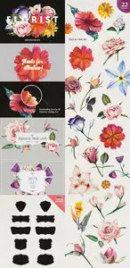 CreativeMarket - Florist: Watercolor Flowers Set