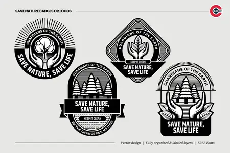 EE - Badge or Emblem Logo for Save Nature JLPCF5M