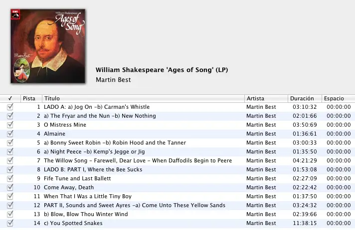 Martin Best - William Shakespeare: Ages of Song (LP / FLAC)