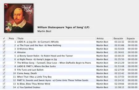 Martin Best - William Shakespeare: Ages of Song (LP / FLAC)