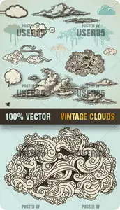 Stock Vector - Vintage Clouds