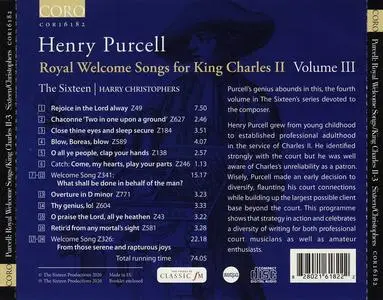 Harry Christophers, The Sixteen - Henry Purcell: Royal Welcome Songs for King Charles II, Vol 3 (2020)