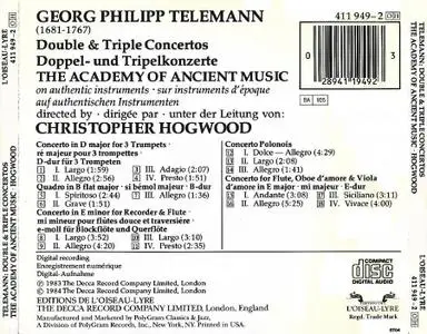 Christopher Hogwood, The Academy of Ancient Music - Georg Philipp Telemann: Double and Triple Concertos (1989)