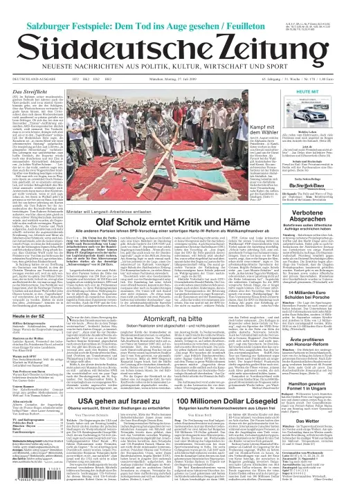 Sueddeutsche Zeitung vom 27.07.2009